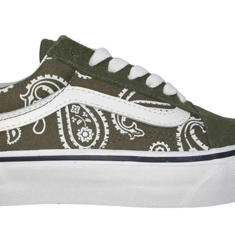 VANS OLD SKOOL Womens New w/Tags Green & White Paisley Skate Sneakers - sz. 5